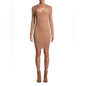 Say What Long Sleeve Mock Neck Cutout Dress